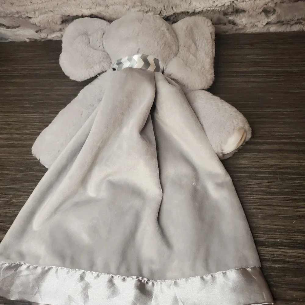 Bearington Baby Collection Elephant Lovey Security Blanket Gray Plush Satin Ears